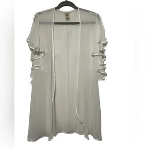 In Bloom by Jonquil Belezia Ivory Belted Robe/Kimono Size Large with Satin Trim